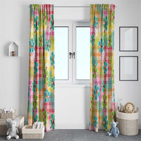 Hawaiian Palaka Window Curtain Hibiscus Palm Leaf Pattern - Polynesian Pride