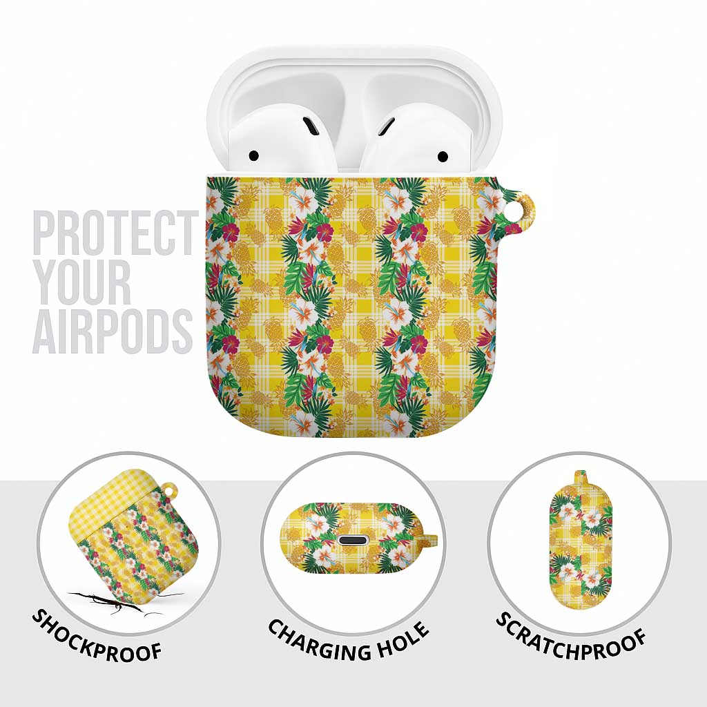 Hawaiian Palaka AirPods Case Hibiscus Pineapple Lei - Polynesian Pride