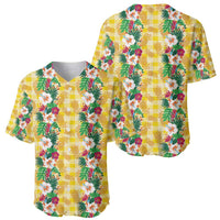 Hawaiian Palaka Baseball Jersey Hibiscus Pineapple Lei - Polynesian Pride