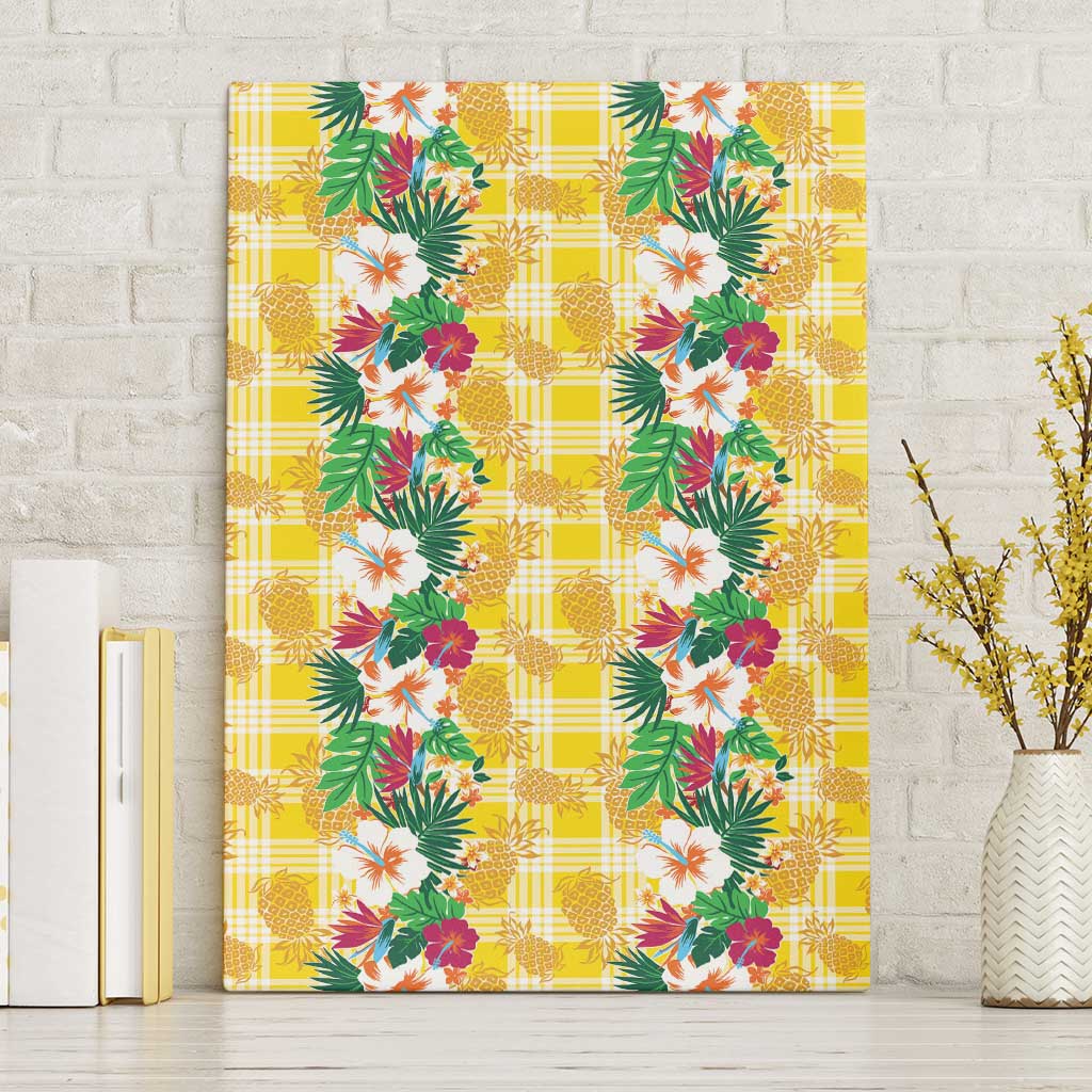 Hawaiian Palaka Canvas Wall Art Hibiscus Pineapple Lei - Polynesian Pride