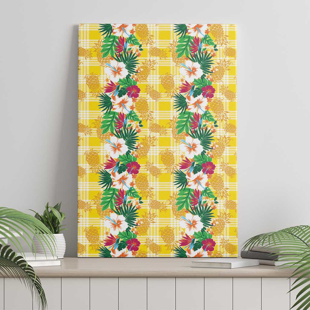 Hawaiian Palaka Canvas Wall Art Hibiscus Pineapple Lei - Polynesian Pride