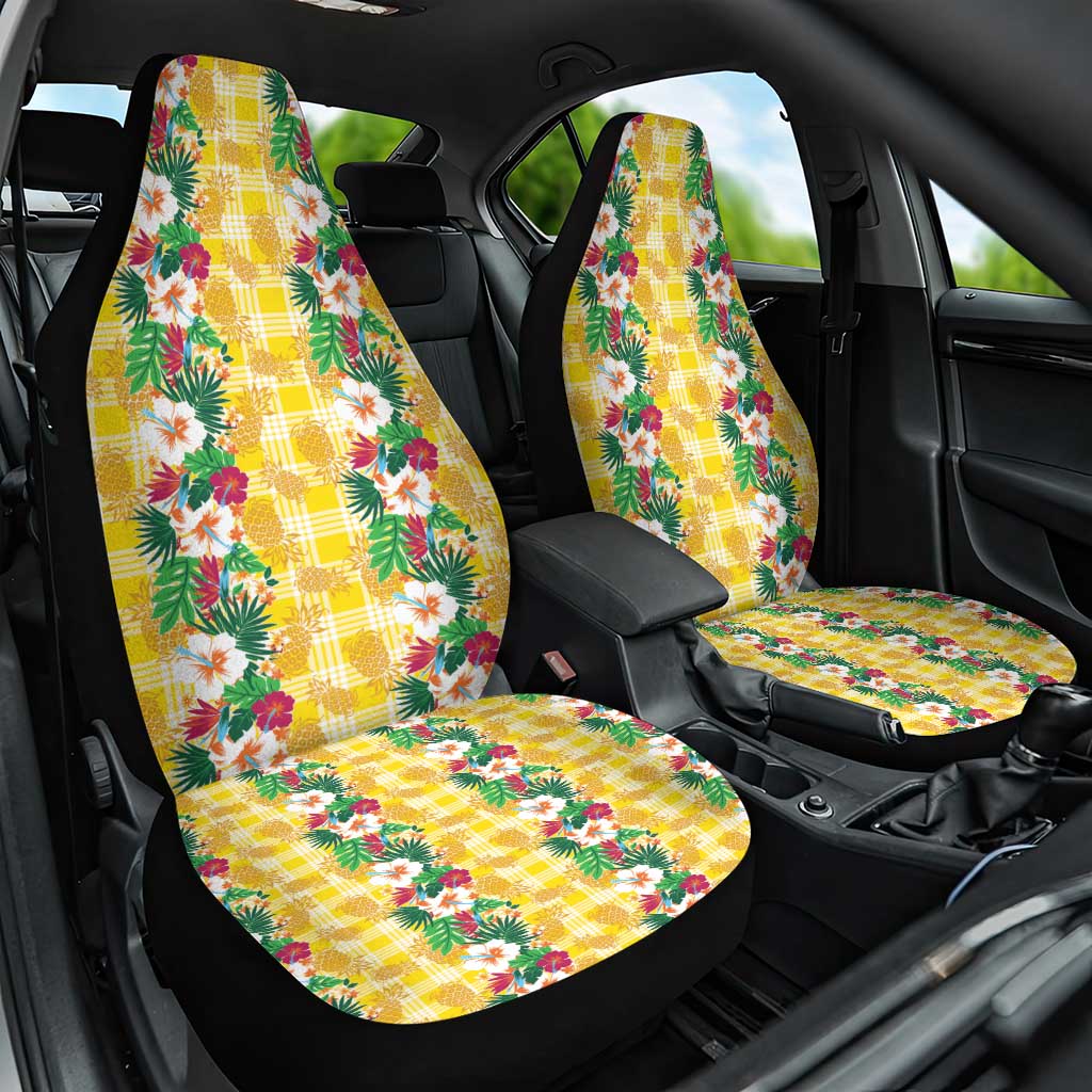Hawaiian Palaka Car Seat Cover Hibiscus Pineapple Lei - Polynesian Pride