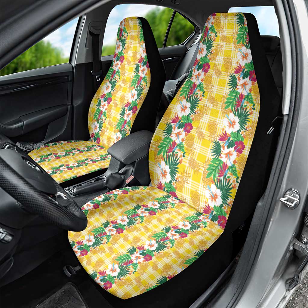 Hawaiian Palaka Car Seat Cover Hibiscus Pineapple Lei - Polynesian Pride