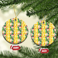 Hawaiian Palaka Ceramic Ornament Hibiscus Pineapple Lei - Polynesian Pride