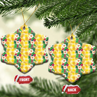 Hawaiian Palaka Ceramic Ornament Hibiscus Pineapple Lei - Polynesian Pride