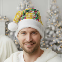 Hawaiian Palaka Christmas Santa Hat Hibiscus Pineapple Lei - Polynesian Pride