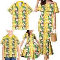 Hawaiian Palaka Family Matching Mermaid Dress and Hawaiian Shirt Hibiscus Pineapple Lei - Polynesian Pride