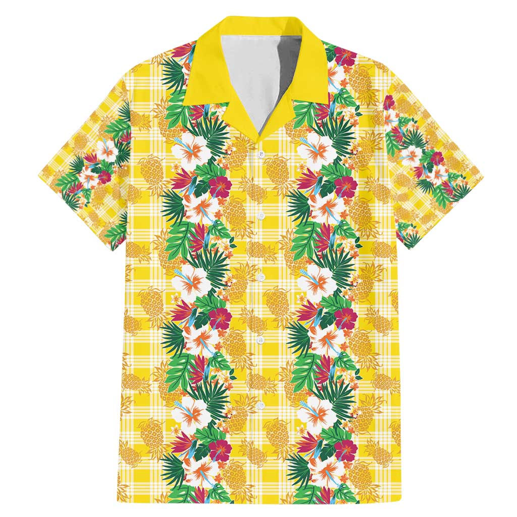 Hawaiian Palaka Family Matching Mermaid Dress and Hawaiian Shirt Hibiscus Pineapple Lei - Polynesian Pride