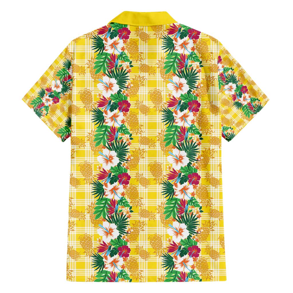 Hawaiian Palaka Family Matching Tank Maxi Dress and Hawaiian Shirt Hibiscus Pineapple Lei - Polynesian Pride