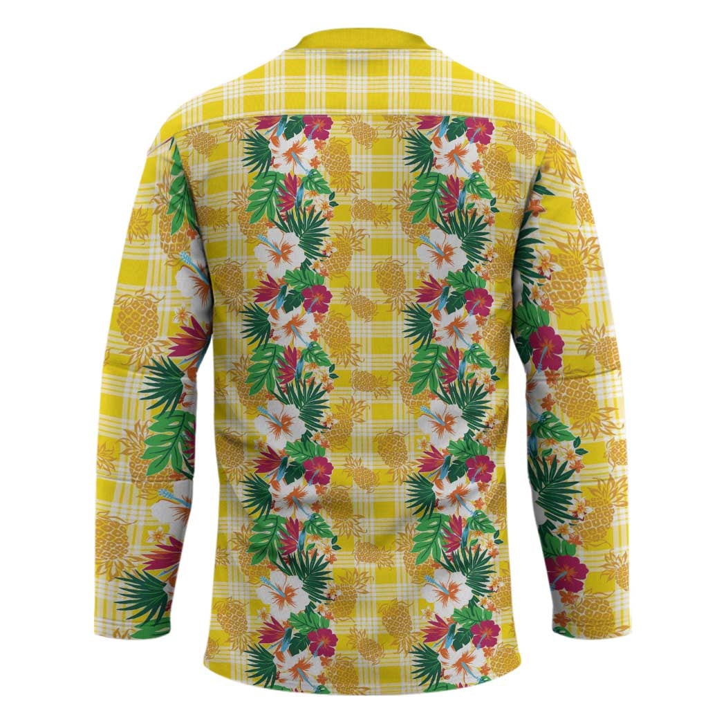 Hawaiian Palaka Hockey Jersey Hibiscus Pineapple Lei - Polynesian Pride
