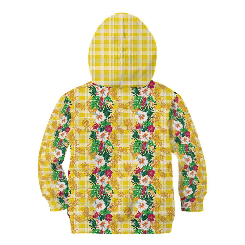 Hawaiian Palaka Kid Hoodie Hibiscus Pineapple Lei - Polynesian Pride