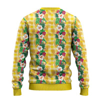 Hawaiian Palaka Ugly Christmas Sweater Hibiscus Pineapple Lei - Polynesian Pride