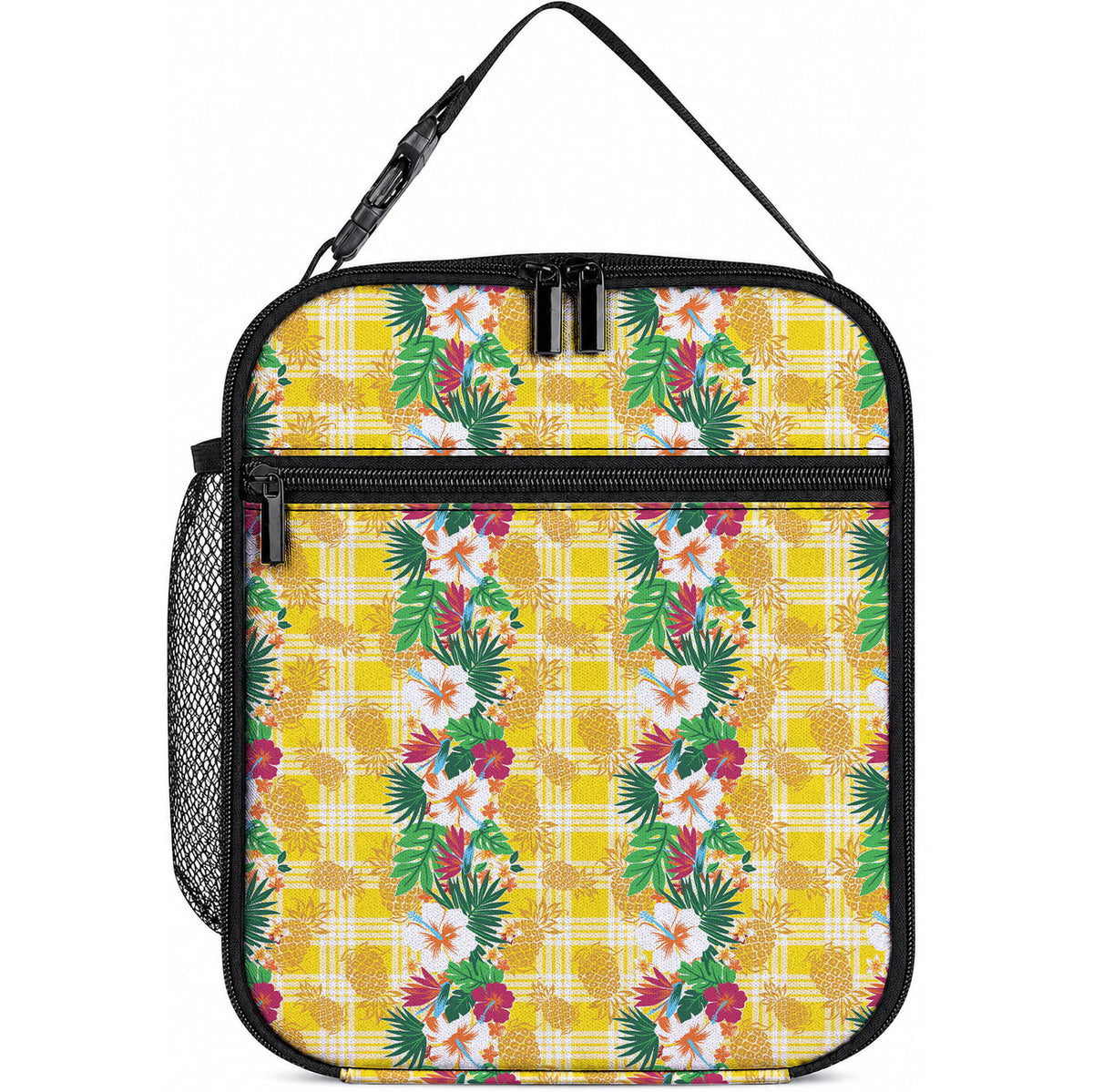 Hawaiian Palaka Lunch Bag Hibiscus Pineapple Lei LT9 10.2 × 8.3 × 4.3 inch Yellow - Polynesian Pride