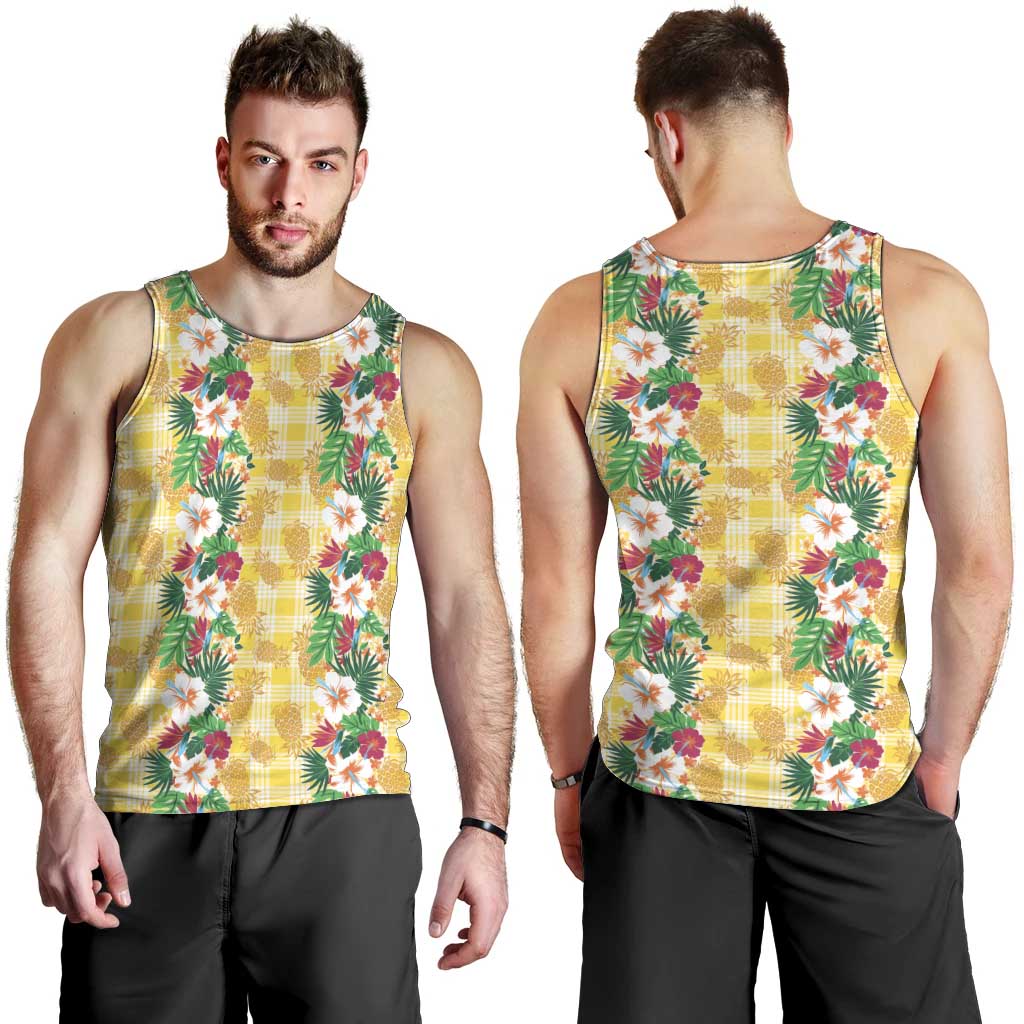 Hawaiian Palaka Men Tank Top Hibiscus Pineapple Lei - Polynesian Pride