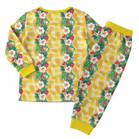 Hawaiian Palaka Christmas Pajama Set Hibiscus Pineapple Lei - Polynesian Pride