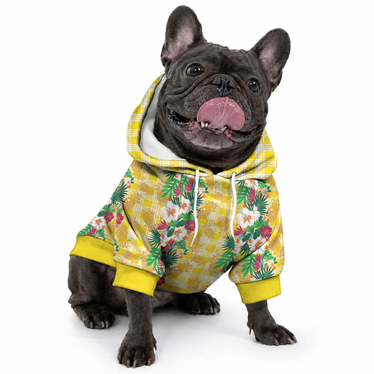Hawaiian Palaka Pet Hoodie Hibiscus Pineapple Lei LT9 - Polynesian Pride