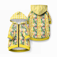 Hawaiian Palaka Pet Hoodie Hibiscus Pineapple Lei LT9 Zip-up Yellow - Polynesian Pride