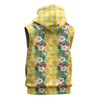 Hawaiian Palaka Sleeveless Zip Hoodie Hibiscus Pineapple Lei - Polynesian Pride