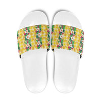 Hawaiian Palaka Slide Sandals Hibiscus Pineapple Lei - Polynesian Pride