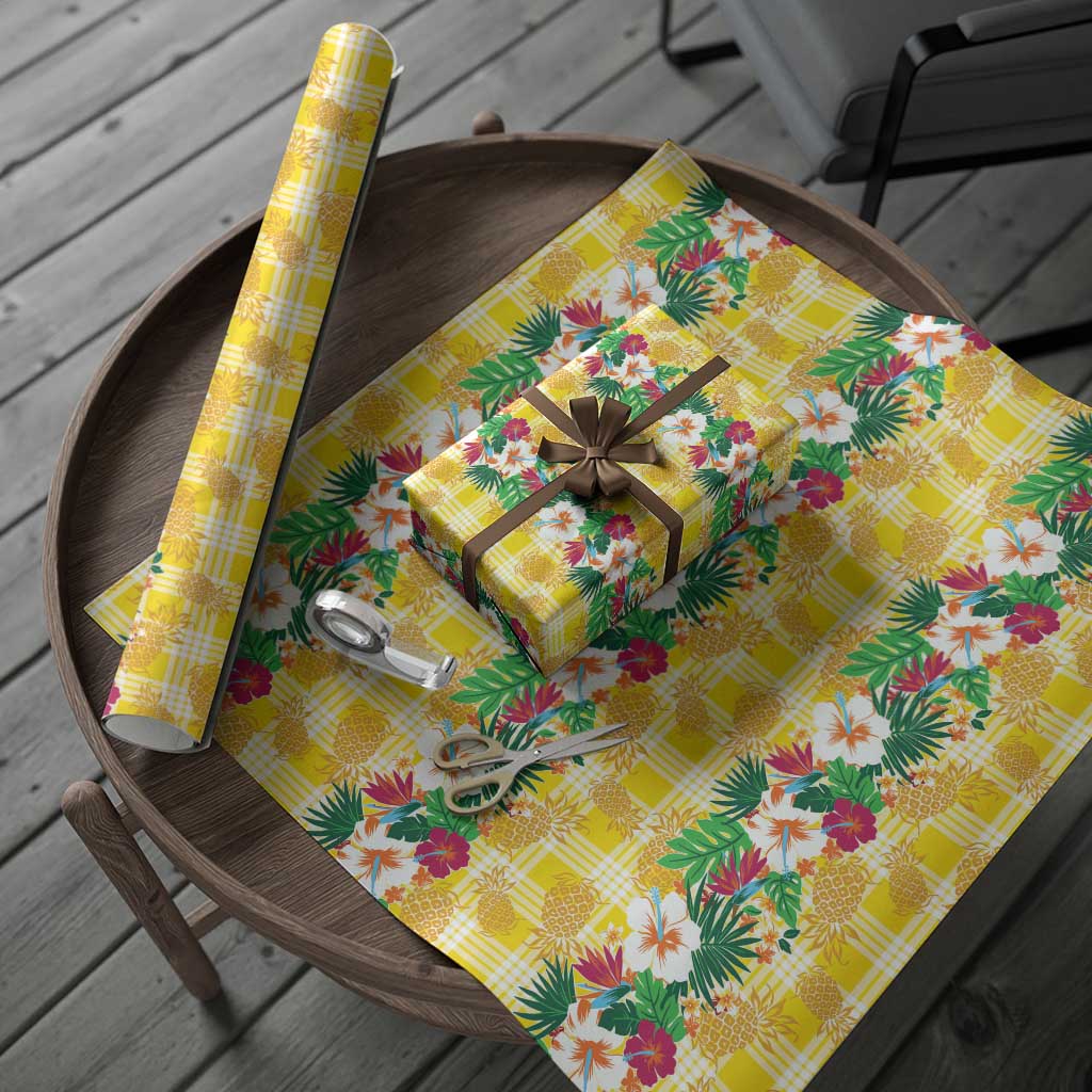 Hawaiian Palaka Wrapping Paper Hibiscus Pineapple Lei - Polynesian Pride