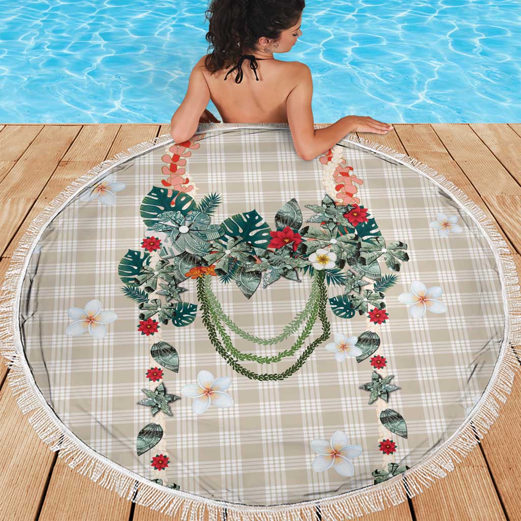 Brown Hawaiian Palaka Beach Blanket Kukui Nut Money Lei - Polynesian Pride