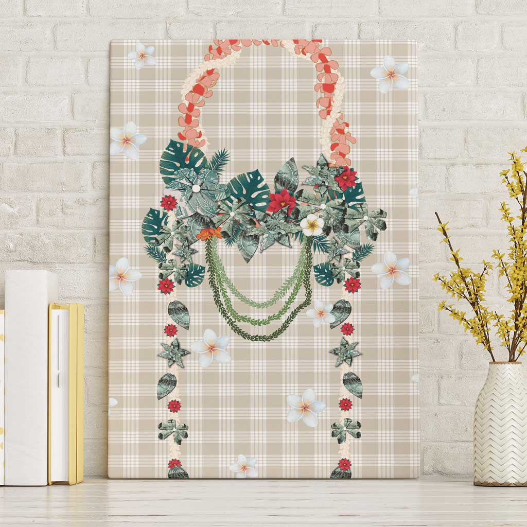 Brown Hawaiian Palaka Canvas Wall Art Kukui Nut Money Lei - Polynesian Pride