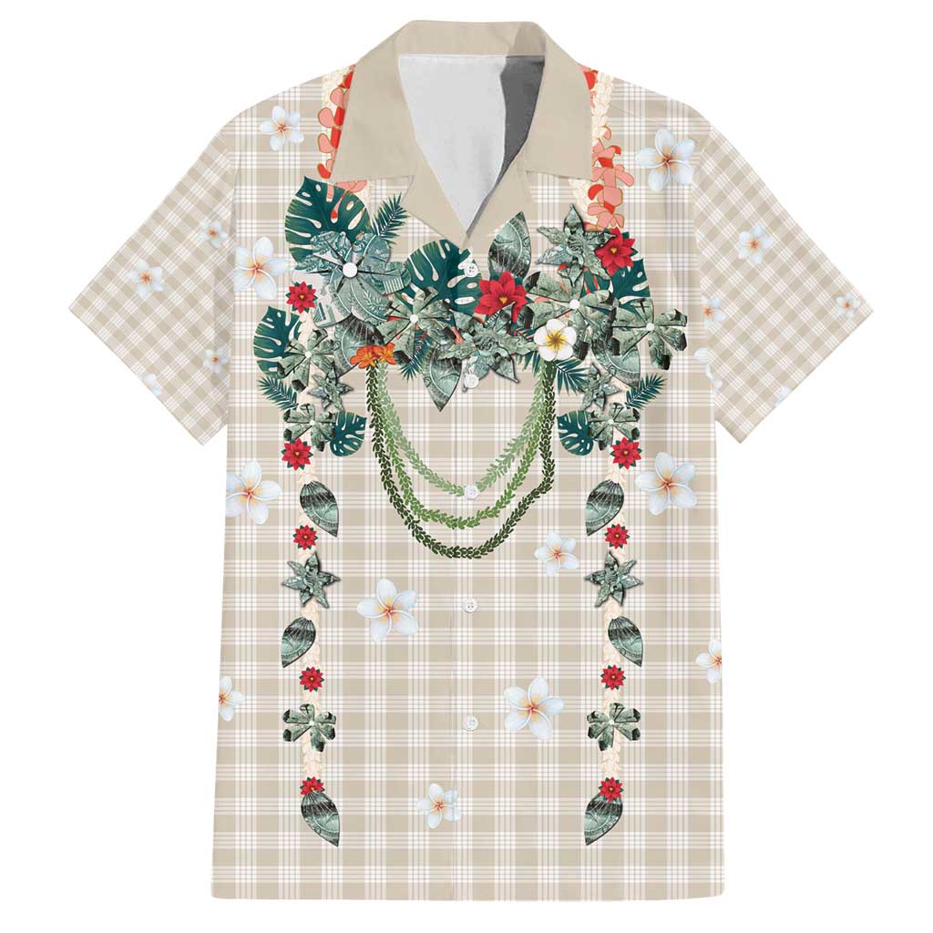 Brown Hawaiian Palaka Family Matching Long Sleeve Bodycon Dress and Hawaiian Shirt Kukui Nut Money Lei LT9 Dad's Shirt - Short Sleeve Brown - Polynesian Pride
