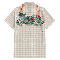 Brown Hawaiian Palaka Family Matching Puletasi and Hawaiian Shirt Kukui Nut Money Lei LT9 - Polynesian Pride