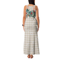 Brown Hawaiian Palaka Family Matching Tank Maxi Dress and Hawaiian Shirt Kukui Nut Money Lei LT9 - Polynesian Pride
