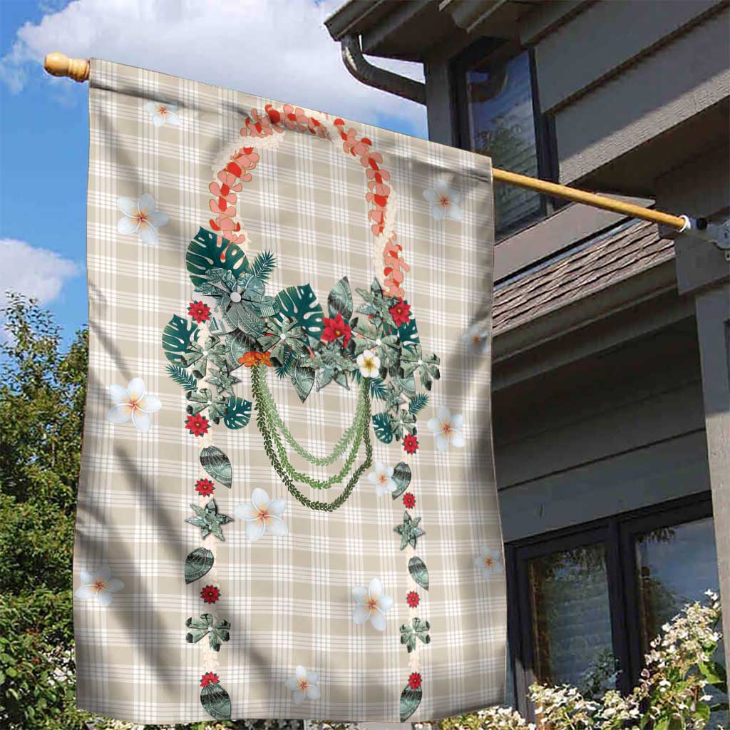 Brown Hawaiian Palaka Garden Flag Kukui Nut Money Lei - Polynesian Pride