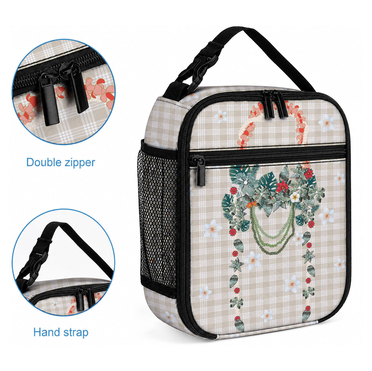 Brown Hawaiian Palaka Lunch Bag Kukui Nut Money Lei LT9 - Polynesian Pride