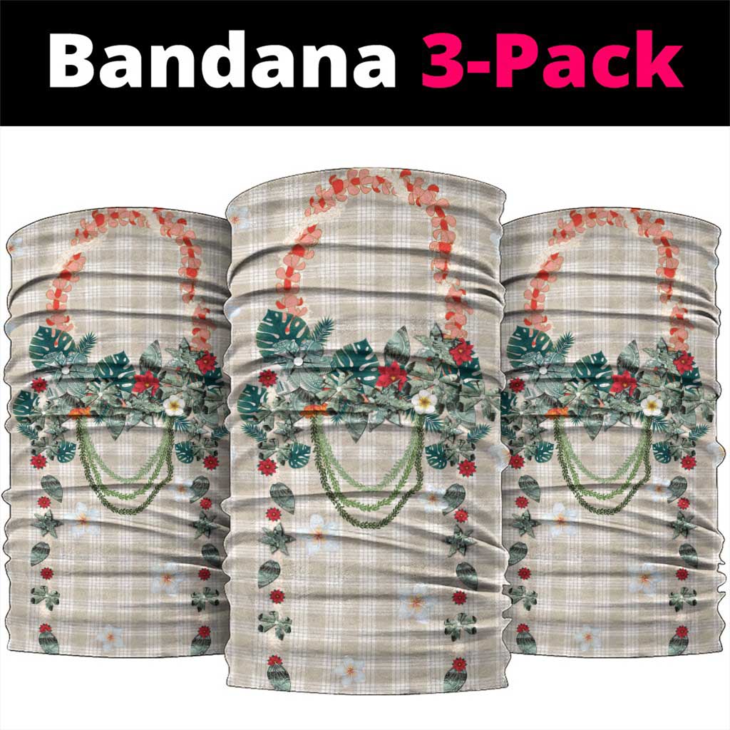 Brown Hawaiian Palaka Neck Gaiter Kukui Nut Money Lei - Polynesian Pride