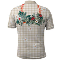 Brown Hawaiian Palaka Polo Shirt Kukui Nut Money Lei - Polynesian Pride