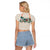 Brown Hawaiian Palaka Raglan Cropped T Shirt Kukui Nut Money Lei - Polynesian Pride