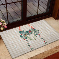 Brown Hawaiian Palaka Rubber Doormat Kukui Nut Money Lei - Polynesian Pride