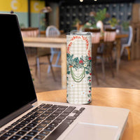 Brown Hawaiian Palaka Skinny Tumbler Kukui Nut Money Lei - Polynesian Pride