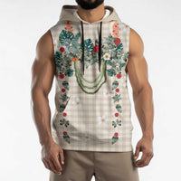 Brown Hawaiian Palaka Sleeveless Hoodie Kukui Nut Money Lei LT9 - Polynesian Pride