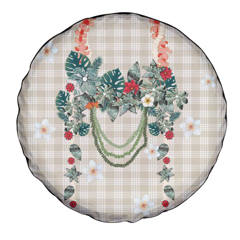 Brown Hawaiian Palaka Spare Tire Cover Kukui Nut Money Lei - Polynesian Pride