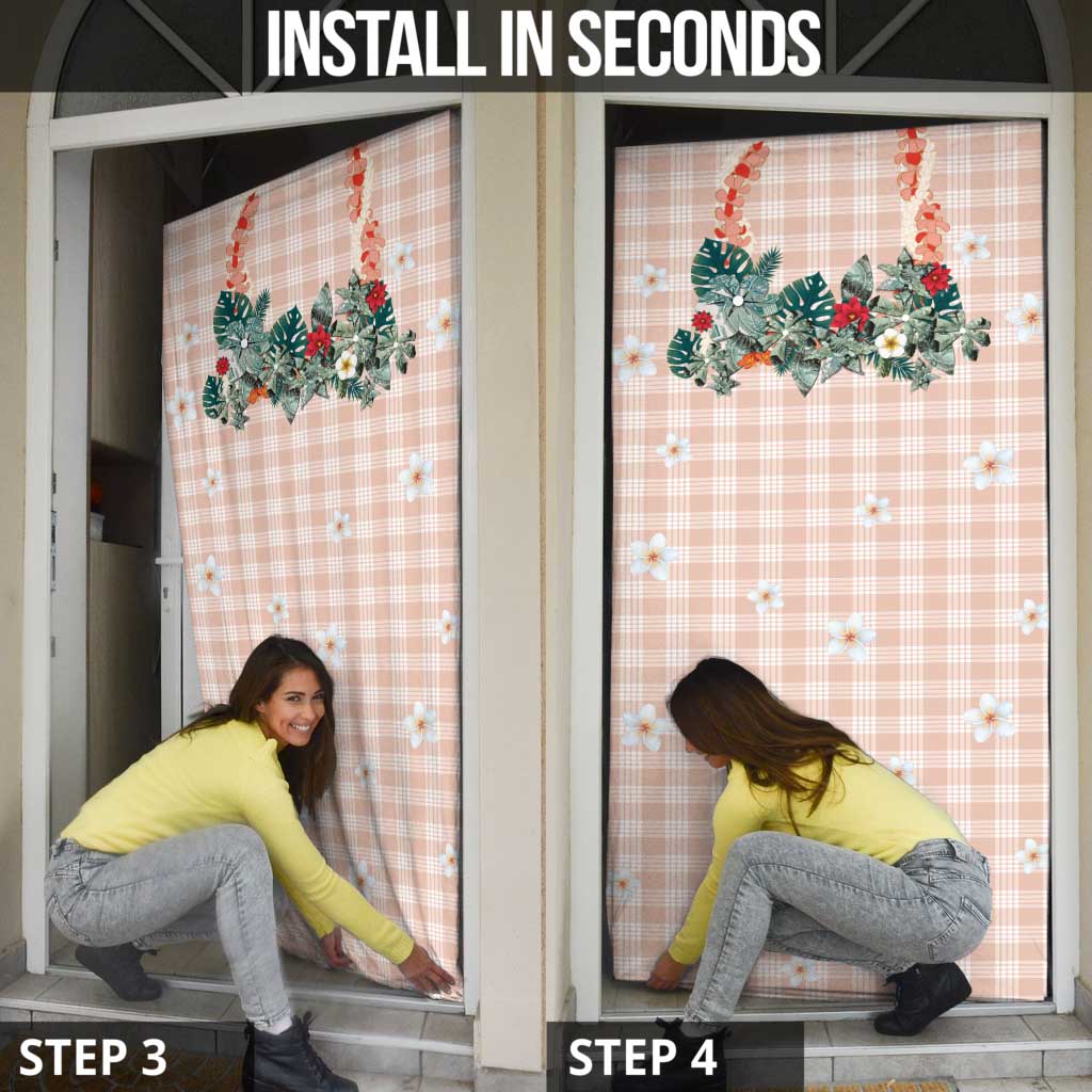 Peach Hawaiian Palaka Door Cover Kukui Nut Money Lei - Polynesian Pride