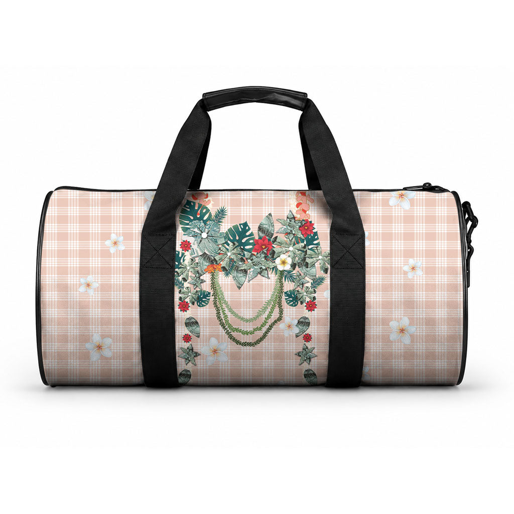 Peach Hawaiian Palaka Duffle Bag Kukui Nut Money Lei LT9 One size Peach - Polynesian Pride