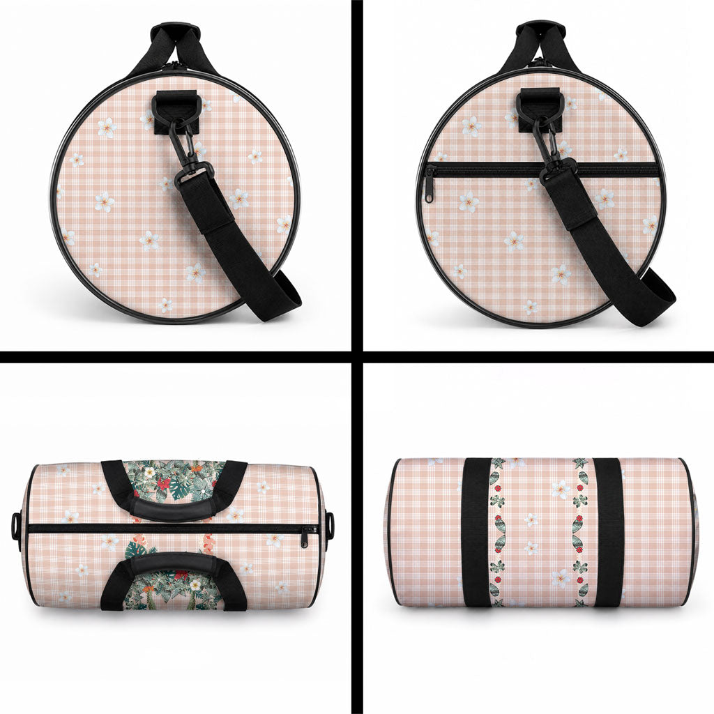 Peach Hawaiian Palaka Duffle Bag Kukui Nut Money Lei LT9 - Polynesian Pride