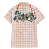 Peach Hawaiian Palaka Family Matching Mermaid Dress and Hawaiian Shirt Kukui Nut Money Lei LT9 - Polynesian Pride