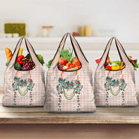 Peach Hawaiian Palaka Grocery Bag Kukui Nut Money Lei - Polynesian Pride