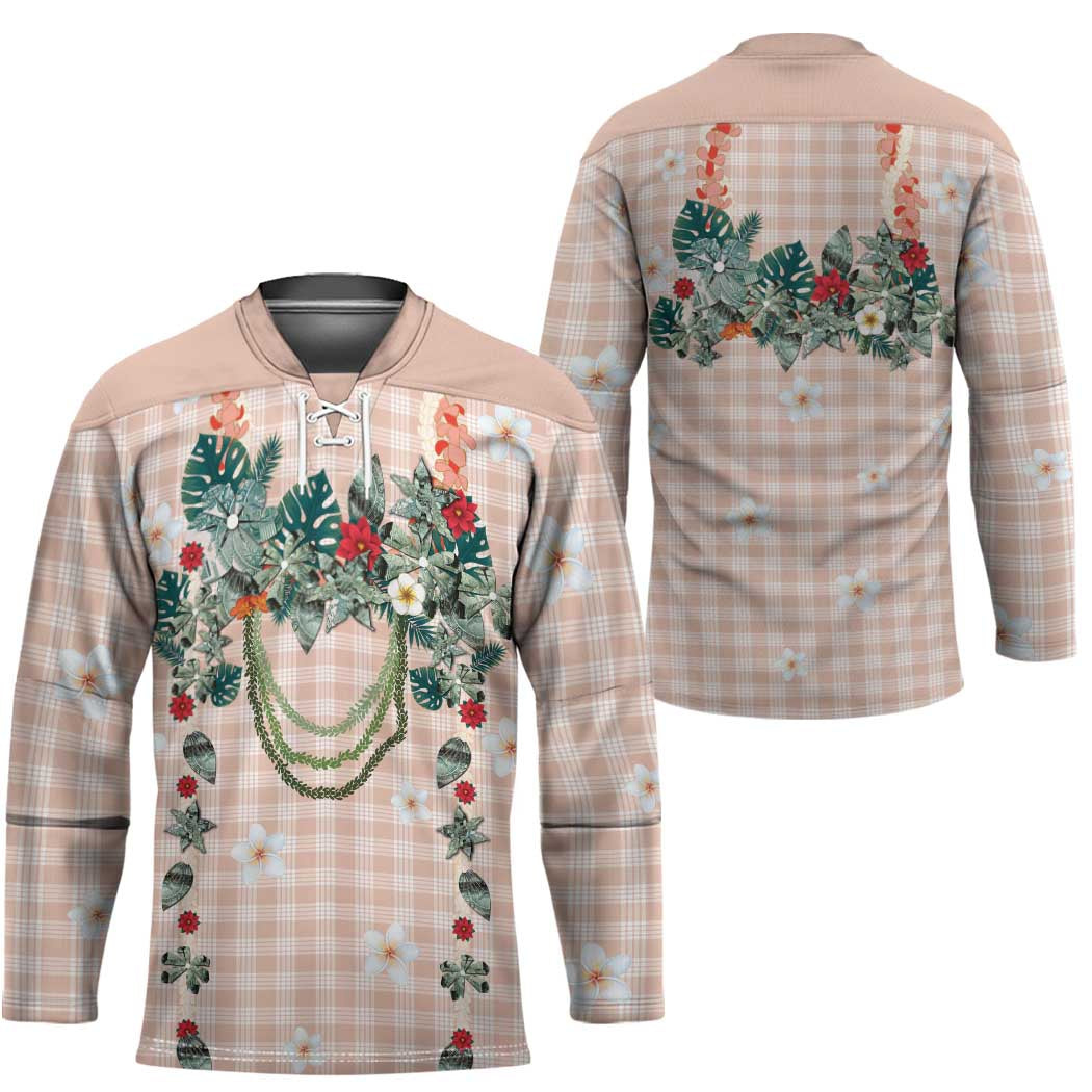 Peach Hawaiian Palaka Hockey Jersey Kukui Nut Money Lei - Polynesian Pride