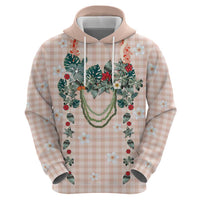 Peach Hawaiian Palaka Hoodie Kukui Nut Money Lei - Polynesian Pride