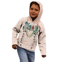Peach Hawaiian Palaka Kid Hoodie Kukui Nut Money Lei - Polynesian Pride