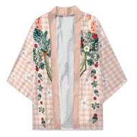 Peach Hawaiian Palaka Kimono Kukui Nut Money Lei - Polynesian Pride