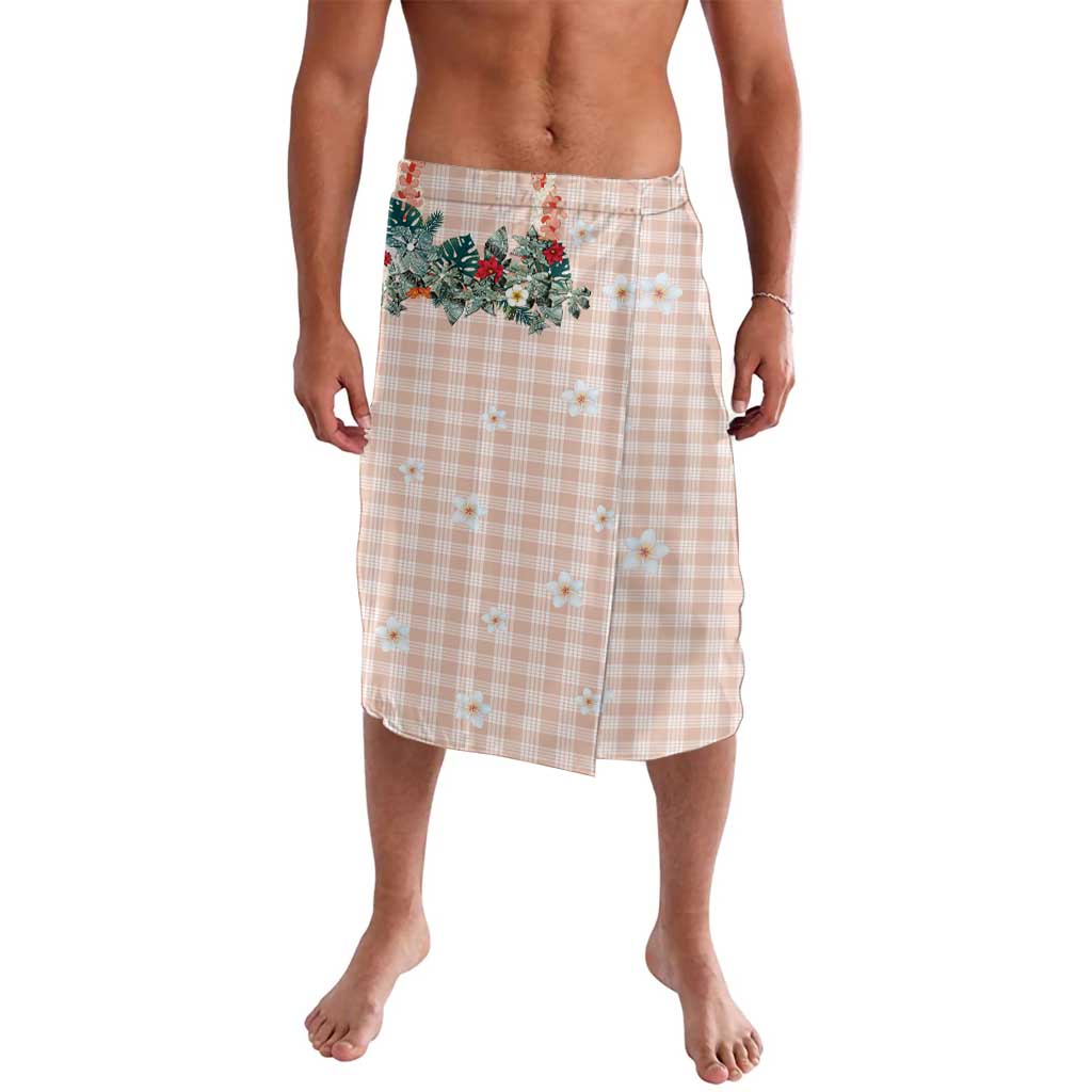 Peach Hawaiian Palaka Lavalava Kukui Nut Money Lei - Polynesian Pride