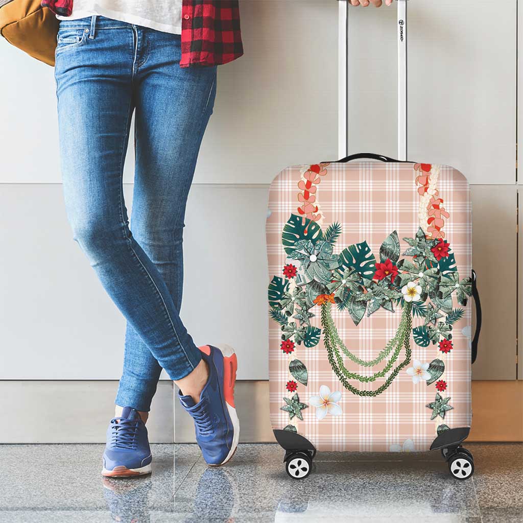 Peach Hawaiian Palaka Luggage Cover Kukui Nut Money Lei - Polynesian Pride