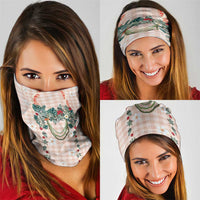 Peach Hawaiian Palaka Neck Gaiter Kukui Nut Money Lei - Polynesian Pride